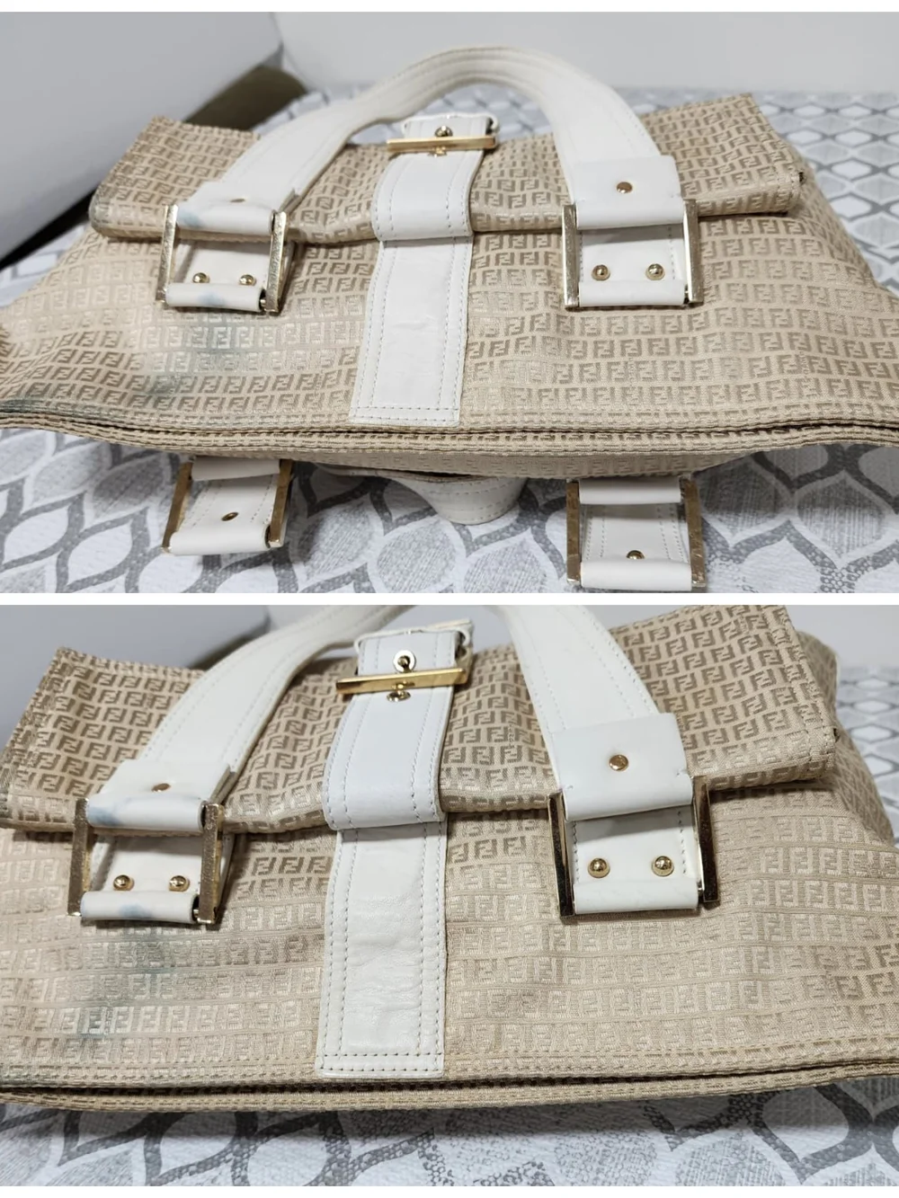 FENDI Vintage Zucca Canvas Shoulder Bag Beige/Cream